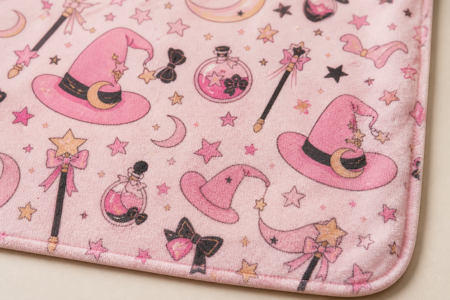 Pink Witch Hat Throw Blanket Flannel