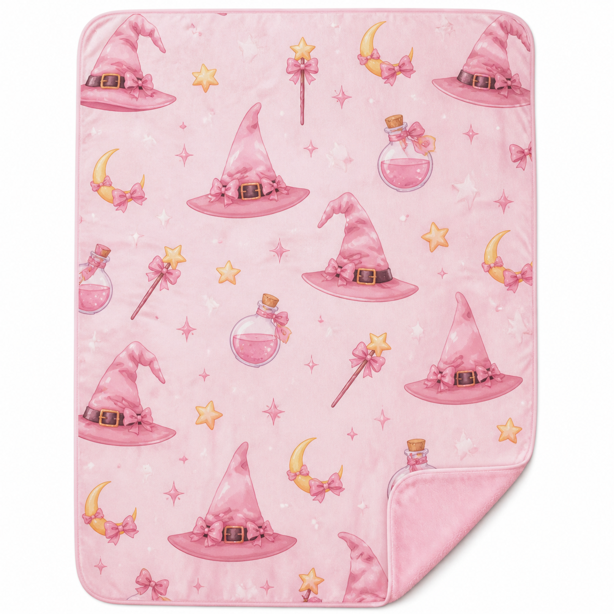 Pink Witch Hat Throw Blanket Flannel