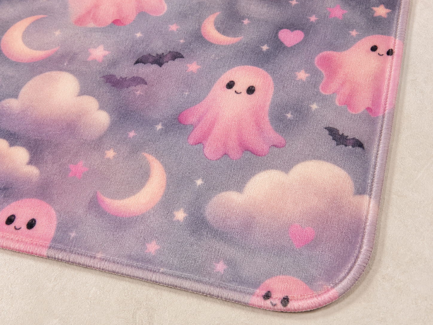Pink Ghost Print Throw Blanket Flannel