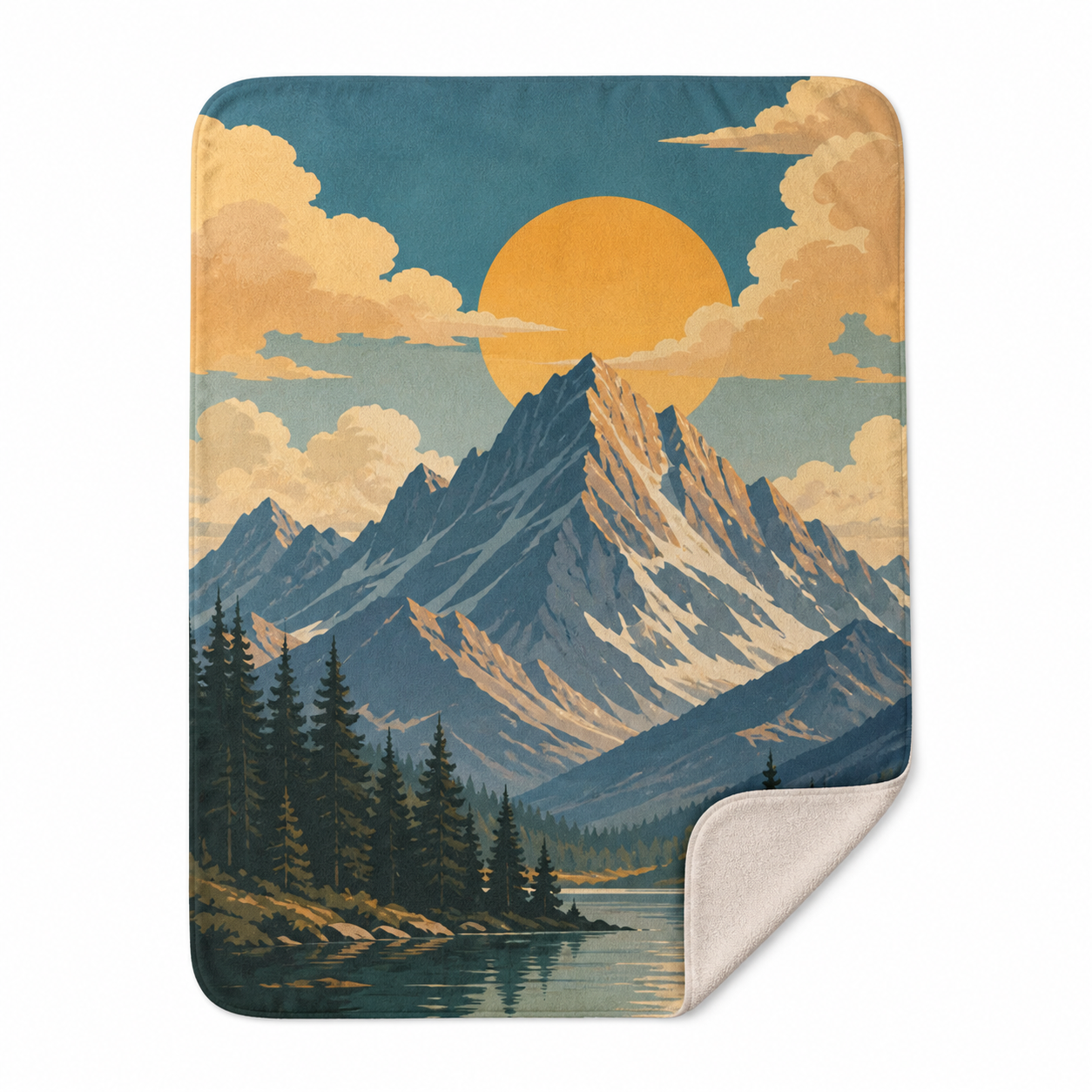 Vintage Mountain Landscape Throw Blanket Flannel