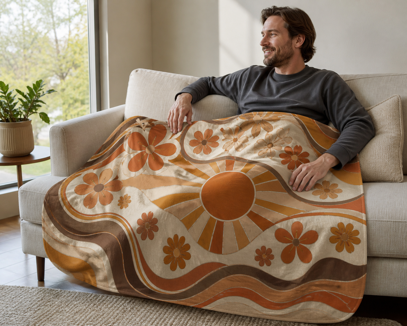 Psychedelic Sunflower Throw Blanket Flannel