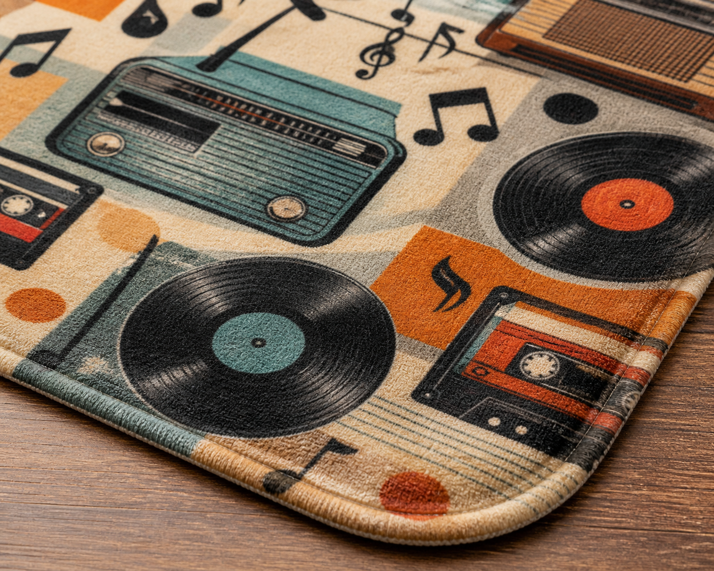 Retro Music Print Throw Blanket Flannel