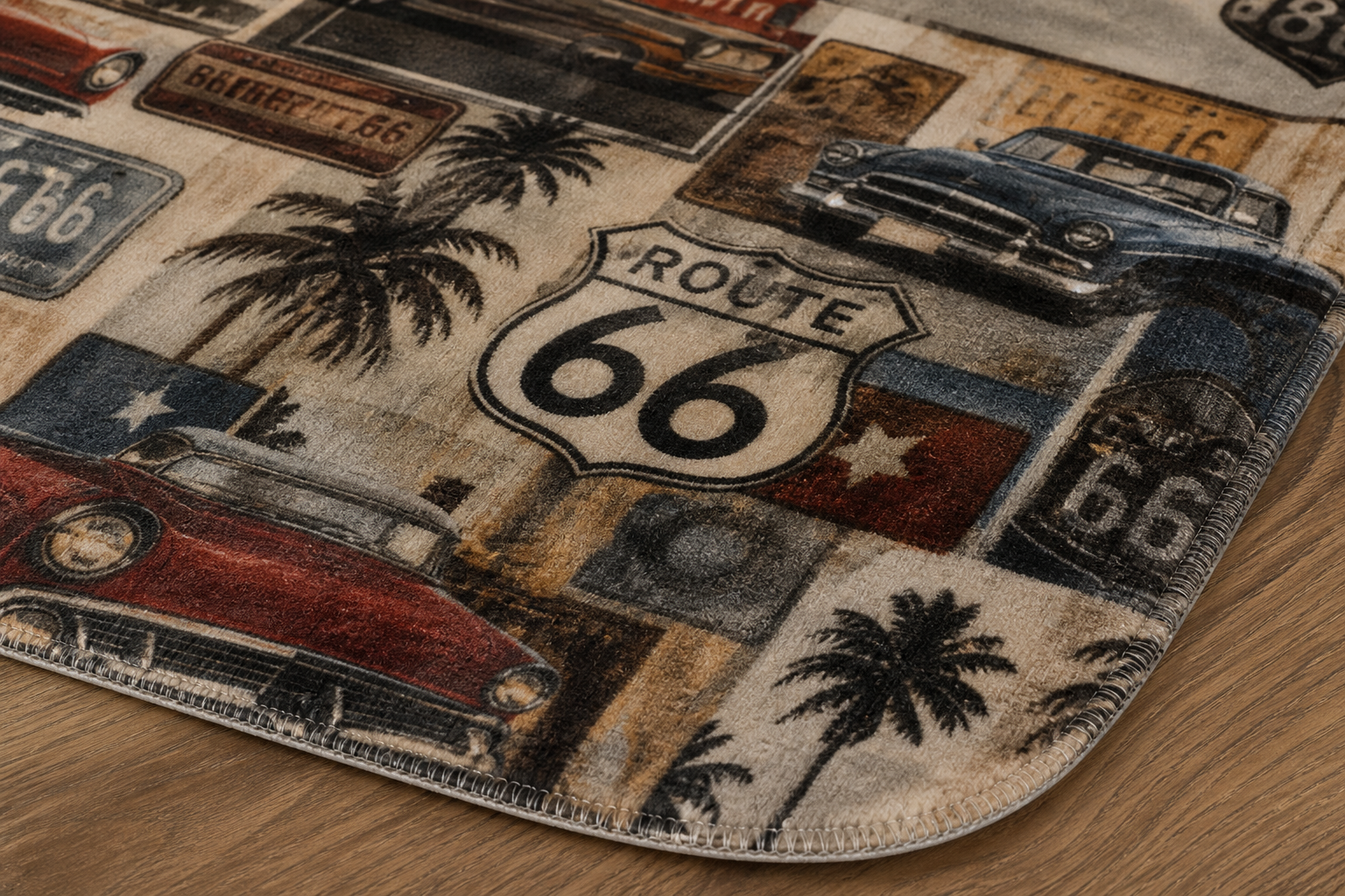 Vintage License Plate Throw Blanket Route 66 Flannel
