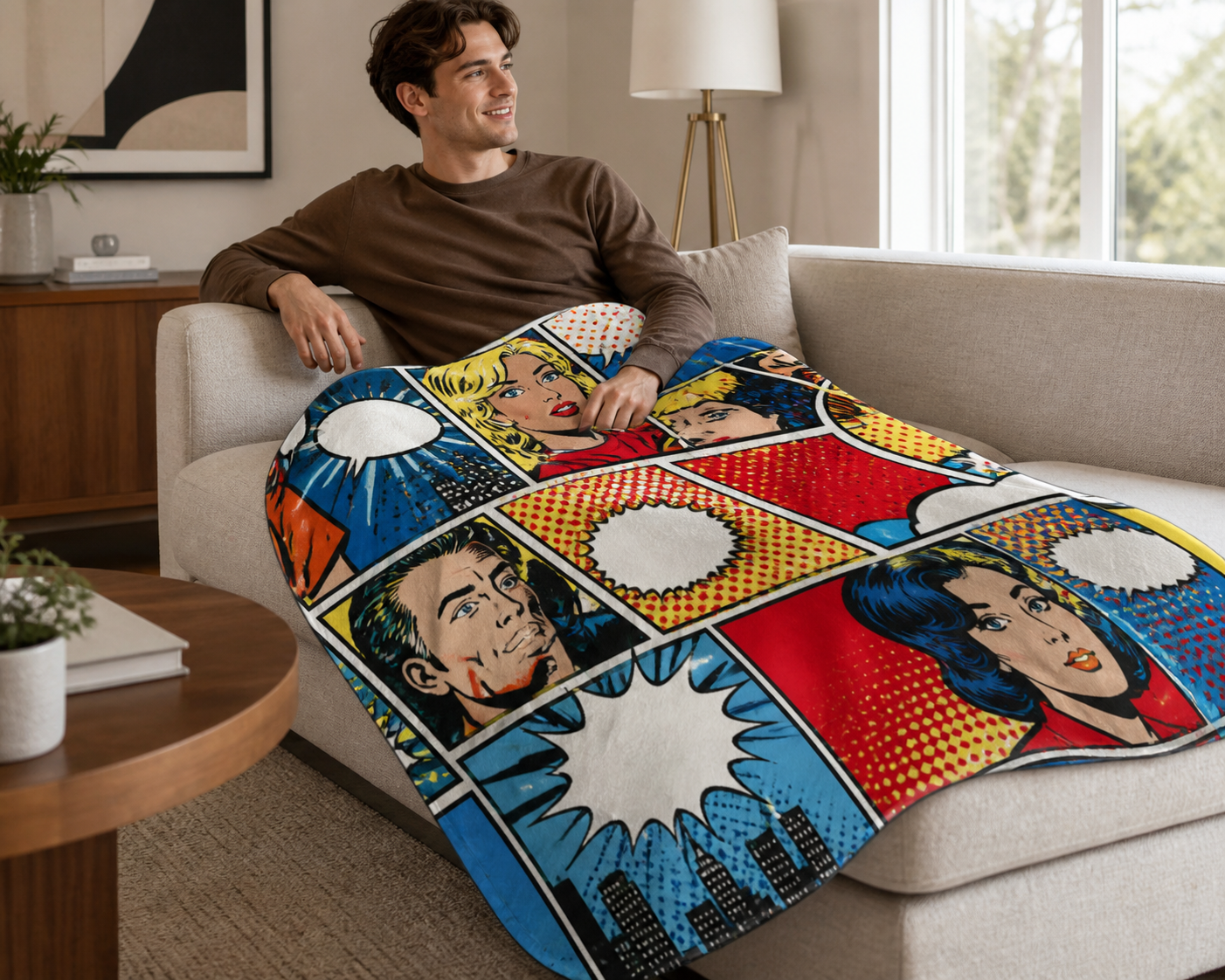 Pop Art Comic Panel Throw Blanket Flannel