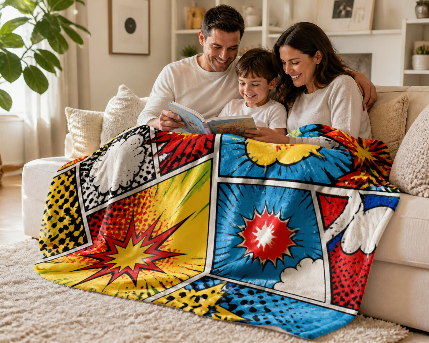 Pop Art Comic Panel Throw Blanket Flannel