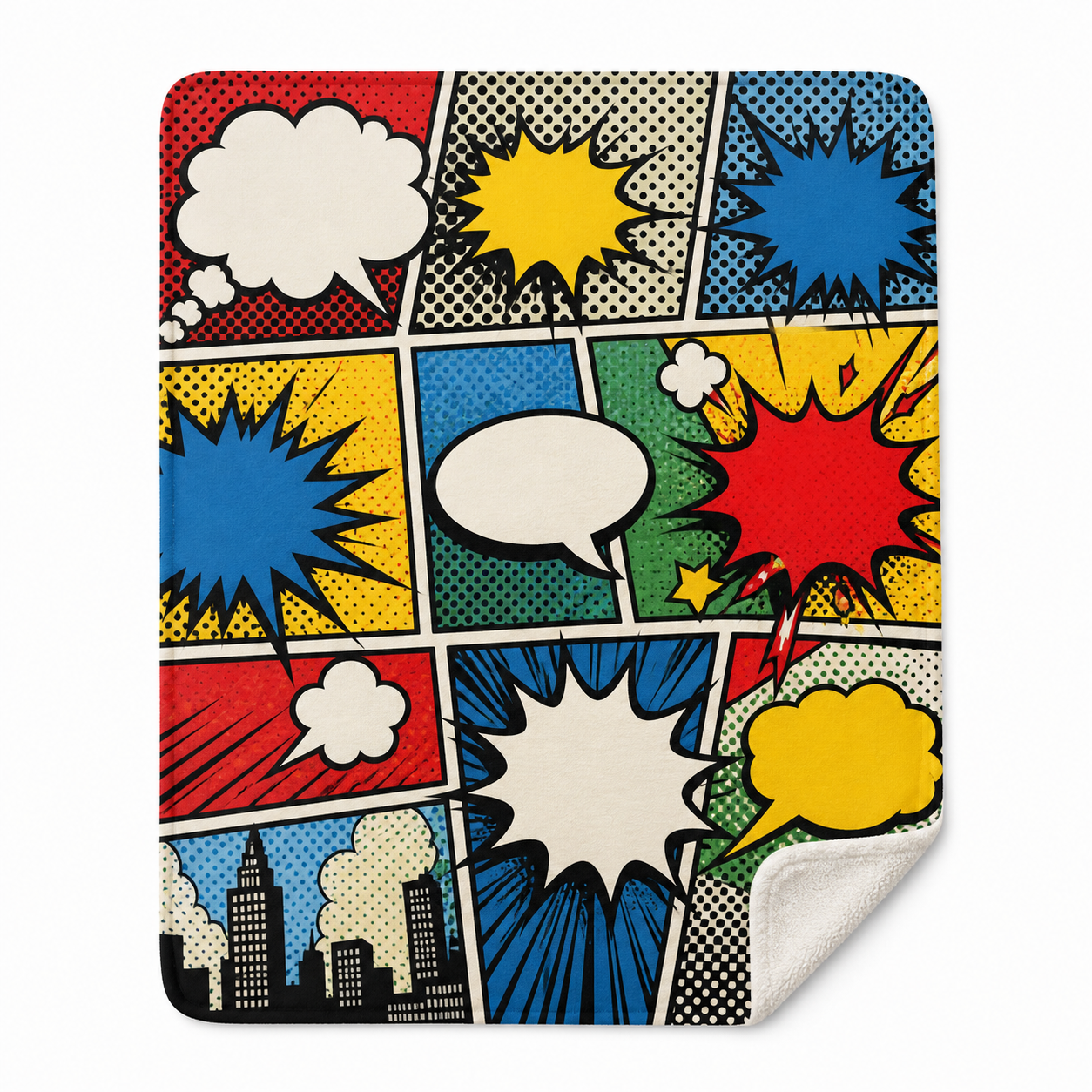 Pop Art Comic Panel Throw Blanket Flannel