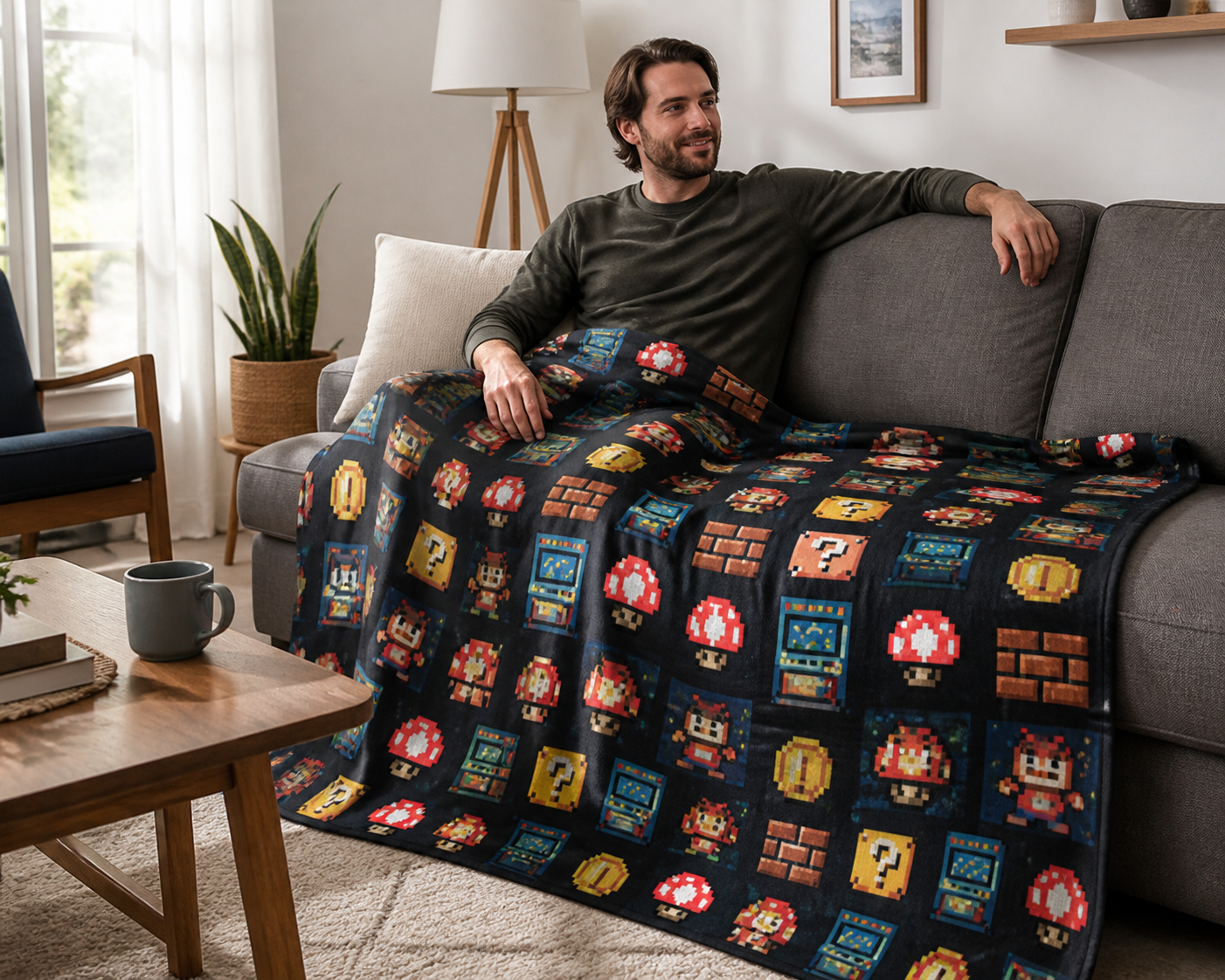 Pixel Game Throw Blanket Flannel