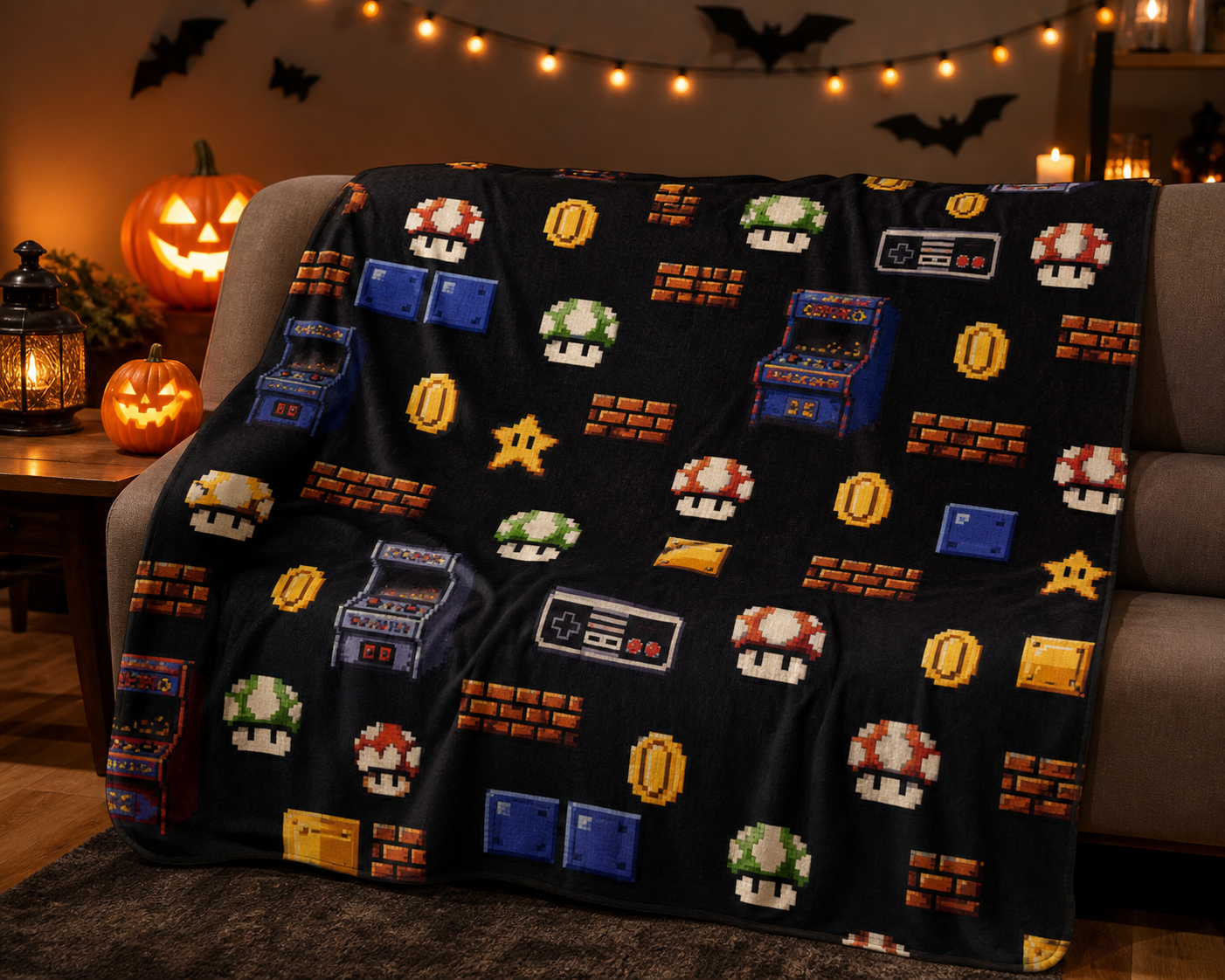 Pixel Game Throw Blanket Flannel