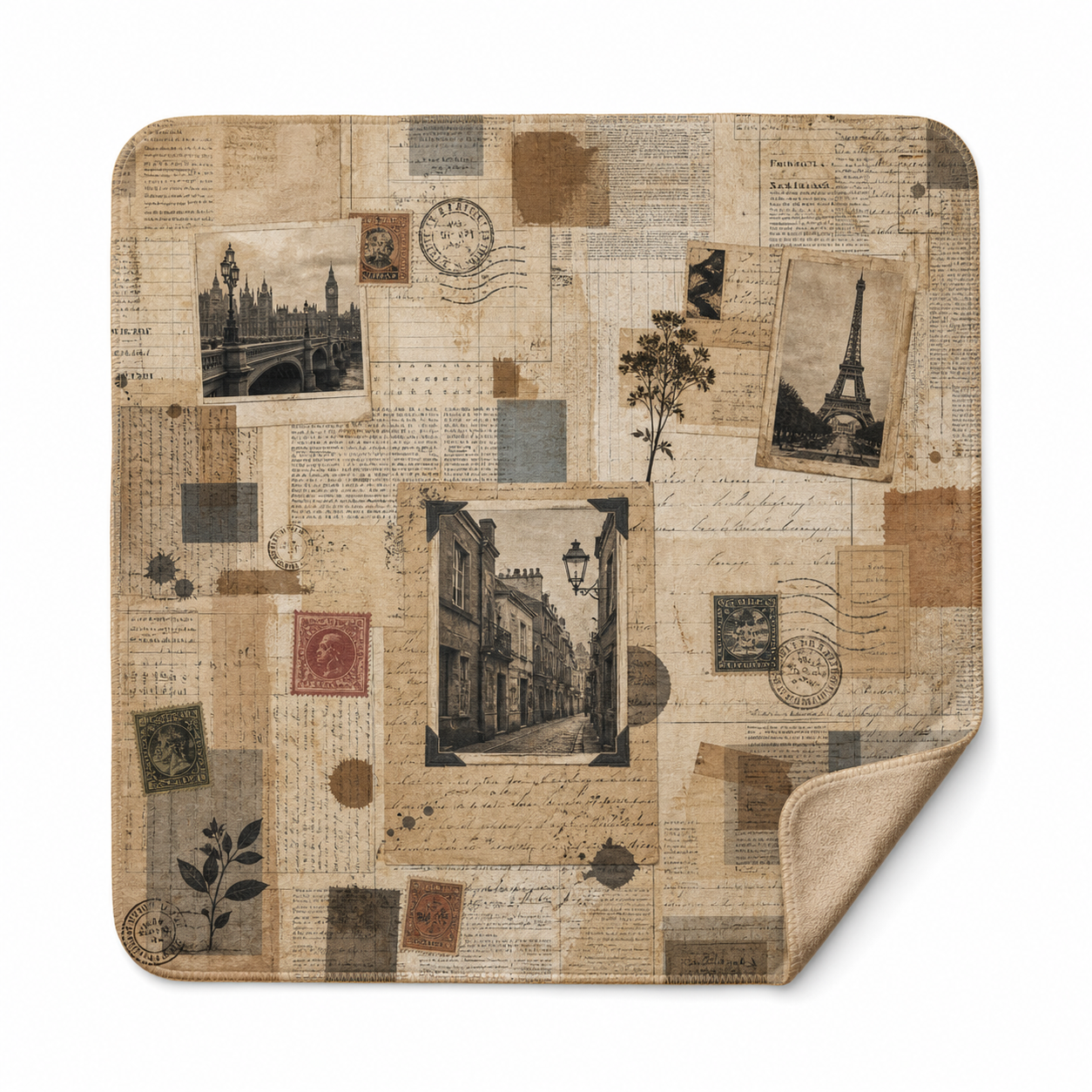 Vintage Newspaper Collage Throw Blanket Flannel