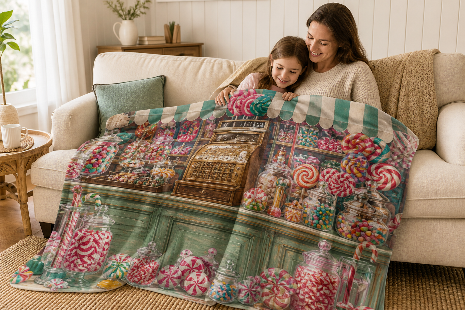 Candy Shop Print Throw Blanket Flannel