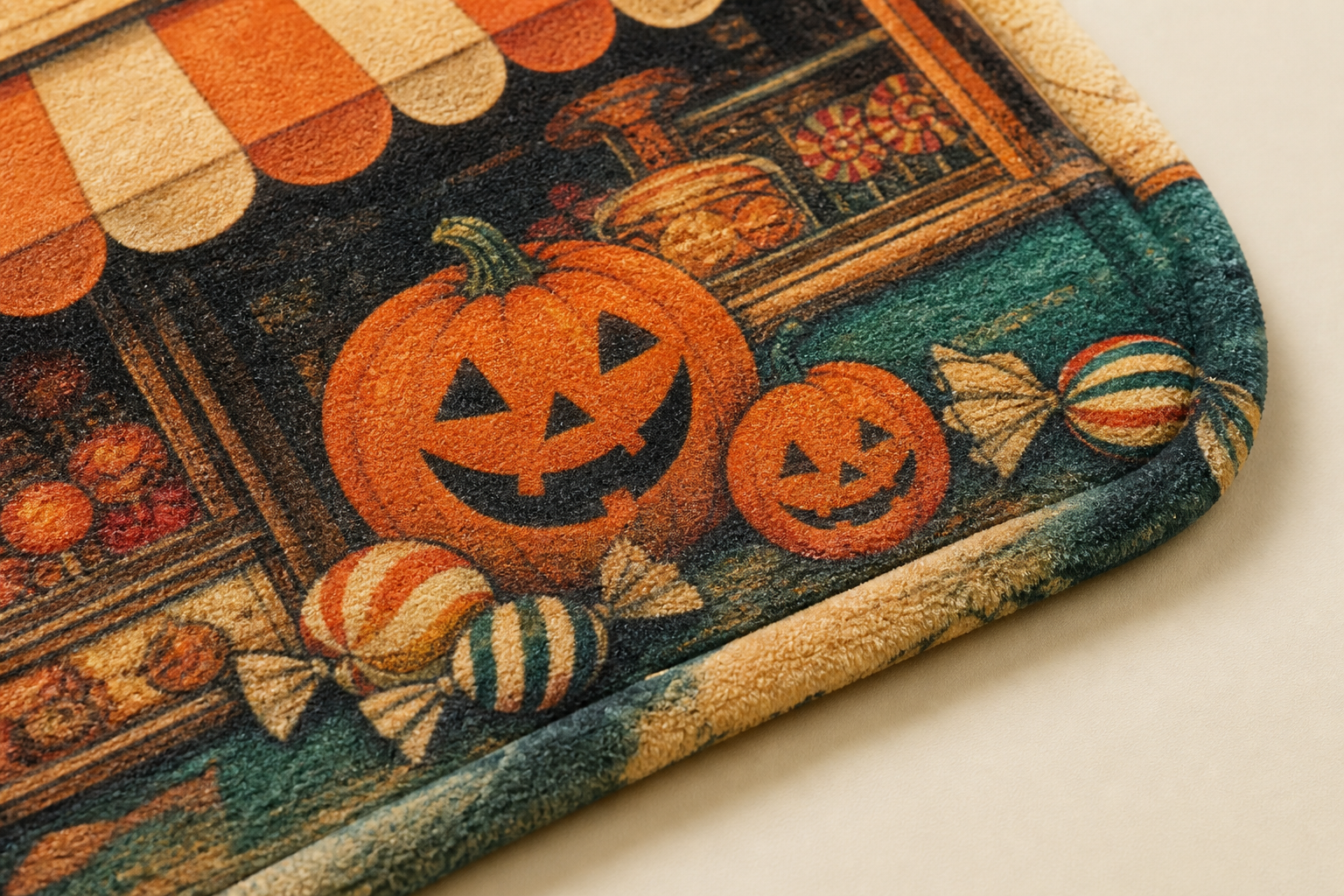 Vintage Halloween Pumpkin Candy Shop Throw Blanket Flannel