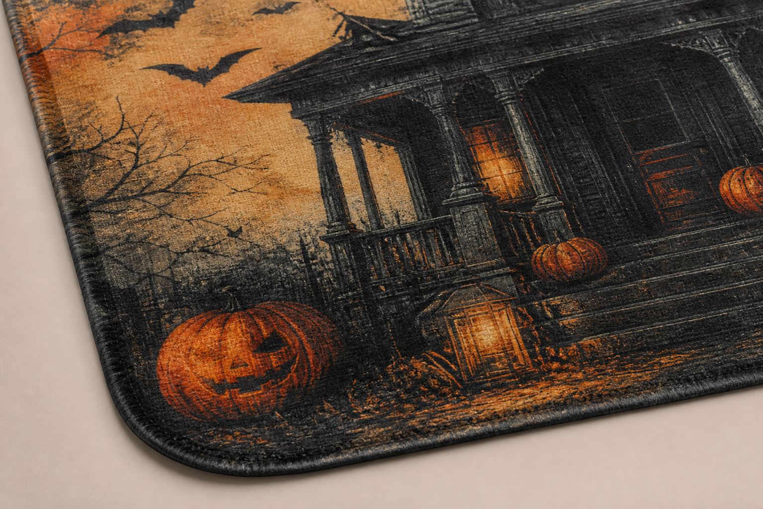 Vintage Halloween Porch Throw Blanket Flannel