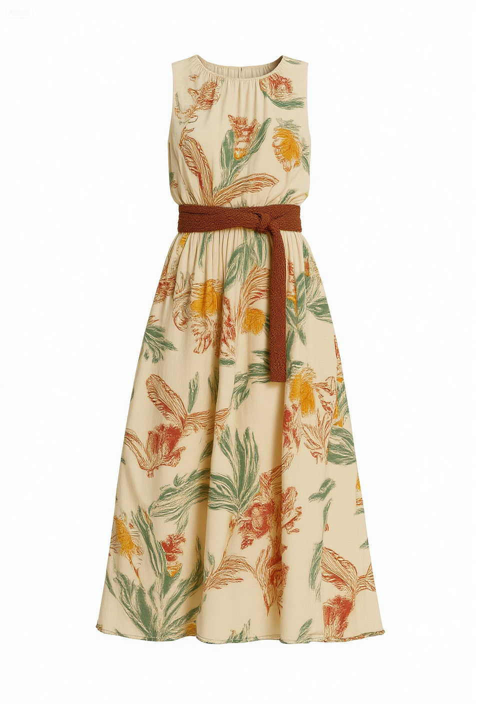 Women's Vintage Floral Art Print Casual Cotton Dress