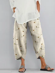 Women‘s Farm Bee Pocket Casual Linen Blend Pants
