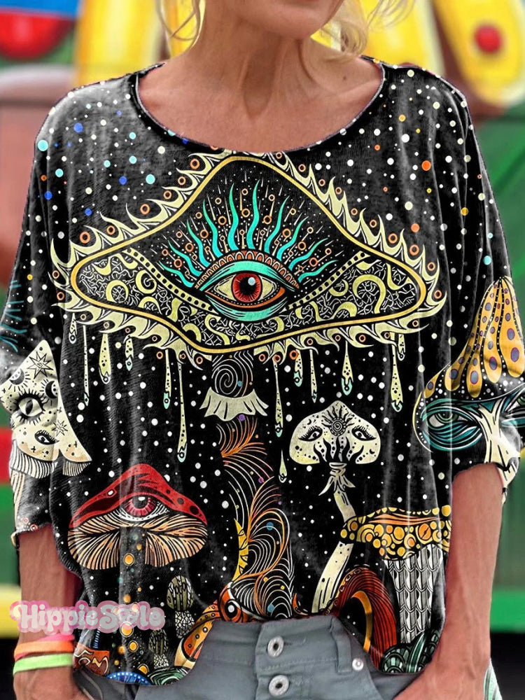 Women's Retro Hippie Tree Of Life Mushroom Print Tank Top