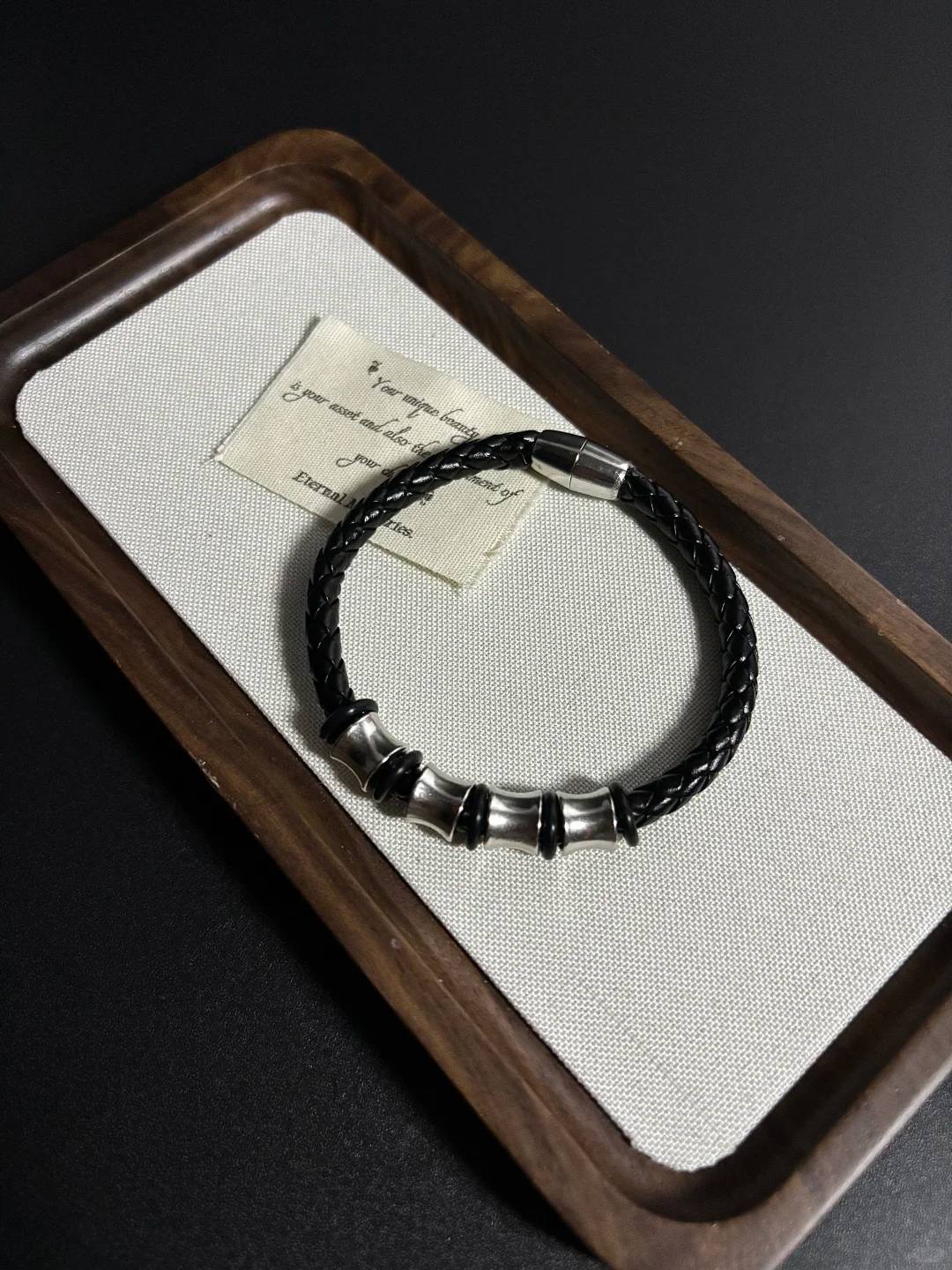 Minimalist Black Magnetic Leather Bracelet