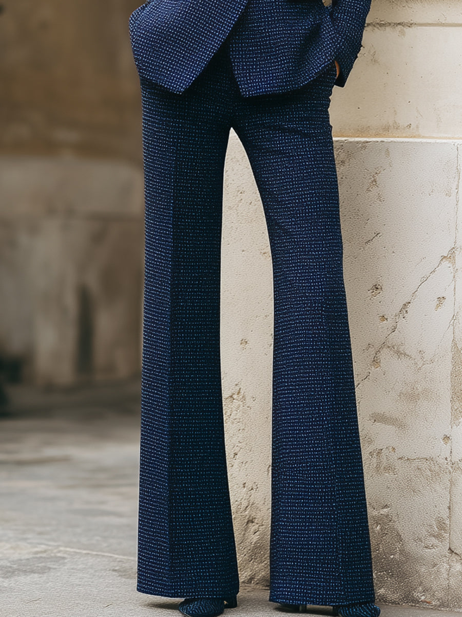 Midnight Blue Textured Double-Breasted Suit