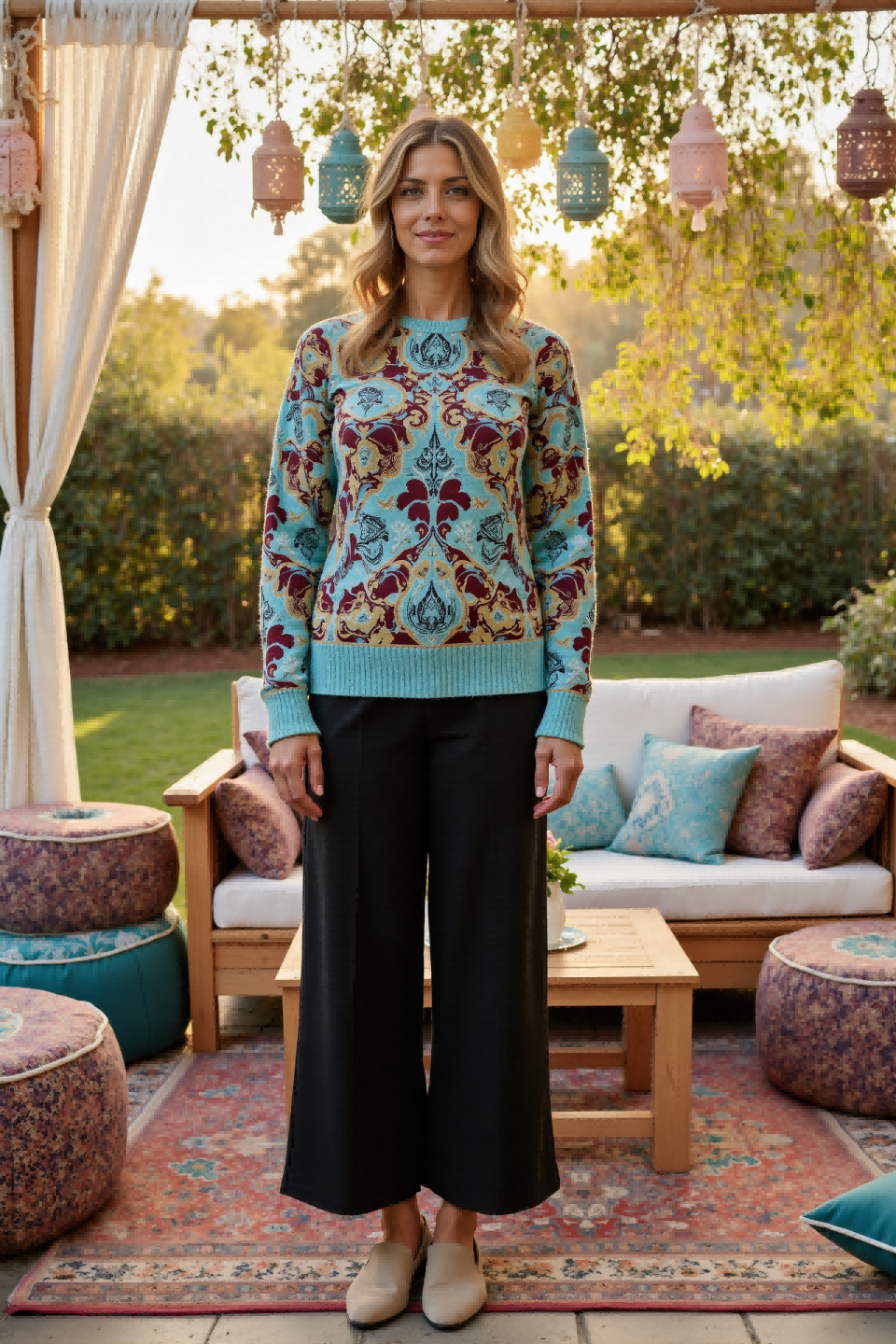 Vintage Boho Prints Women's casual Round-neck sweatshirt