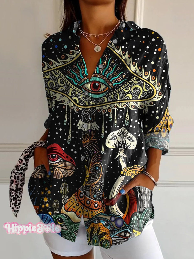 Women's Retro Hippie Tree Of Life Mushroom Print Tank Top