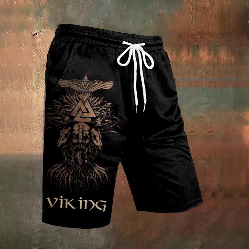 Skull Head Yggdrasil Valknut Casual Shorts