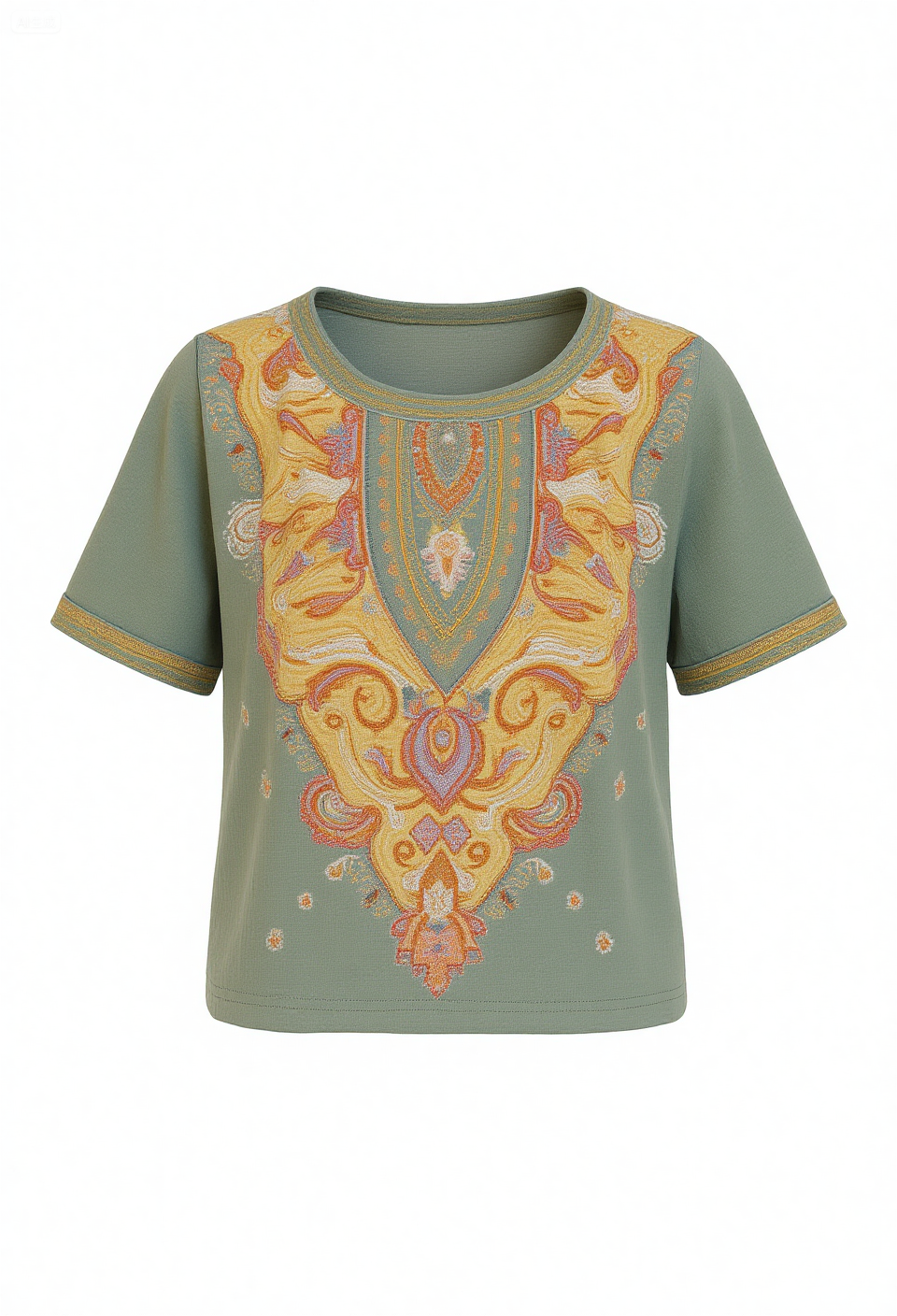 Women's Boho Art Print Casual Linen Short Sleeve T-Shirt