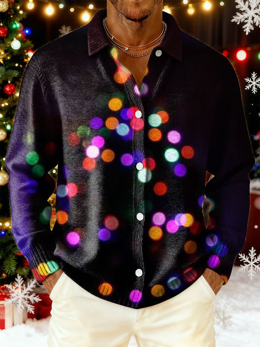Men's Christmas Snowflake Pattern Art Print Cowl Neck Sweater