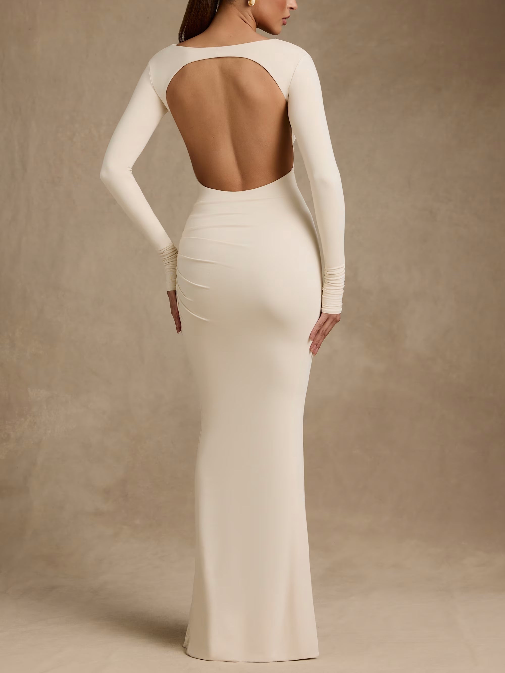 Chocolate Brown Pleated Halter Maxi Dress