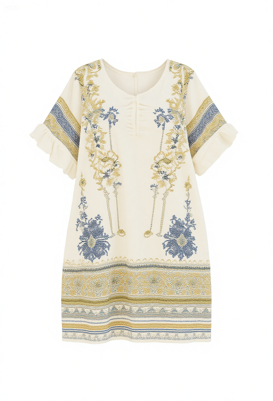 Women's Boho Art Print Casual Cotton Dress