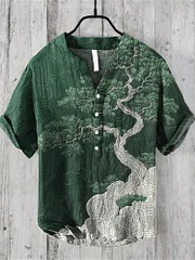 Men's Japanese Art Linen Blend Casual Shirt