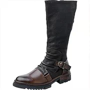 MEN'S VINTAGE BUCKLE PLEATED MOTORCYCLE BOOTS 30868638S