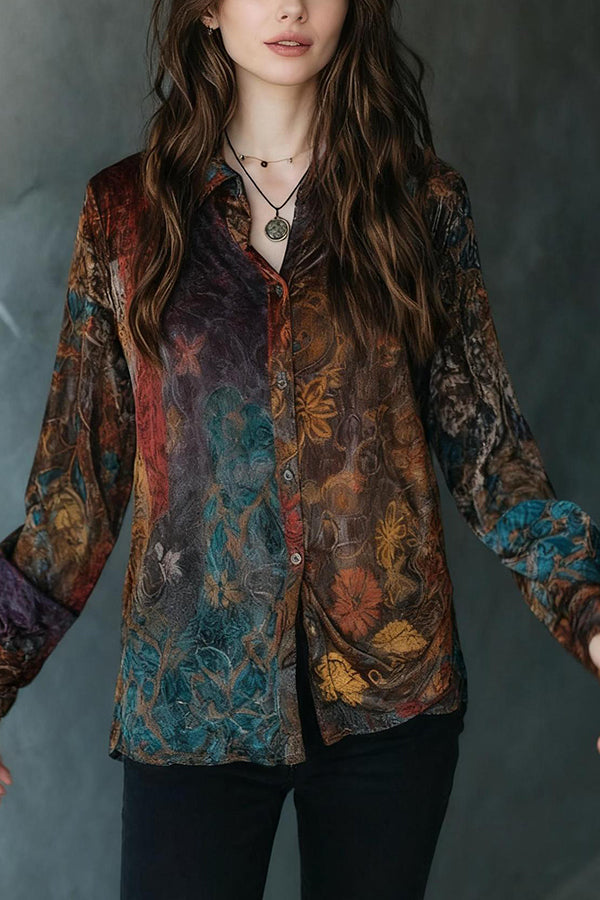 Unique Print Retro Long-sleeved Casual Shirt