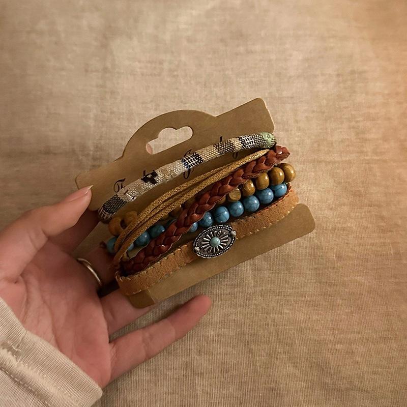 Layered Natural Stone Bohemian Retro Beaded Handbag for Women