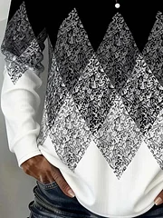 Women'S Casual Printed Long-Sleeved Top With Button Closure