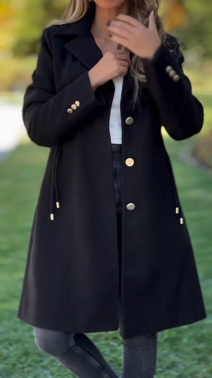 Womens Lapel Temperament Casual Windbreaker