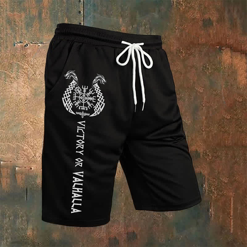 Viking Norse Dragon Vegvisir Mjolnir Casual Shorts