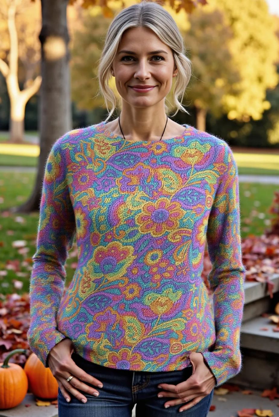 Women's Fashionable prints casual crew neck sweatshirt