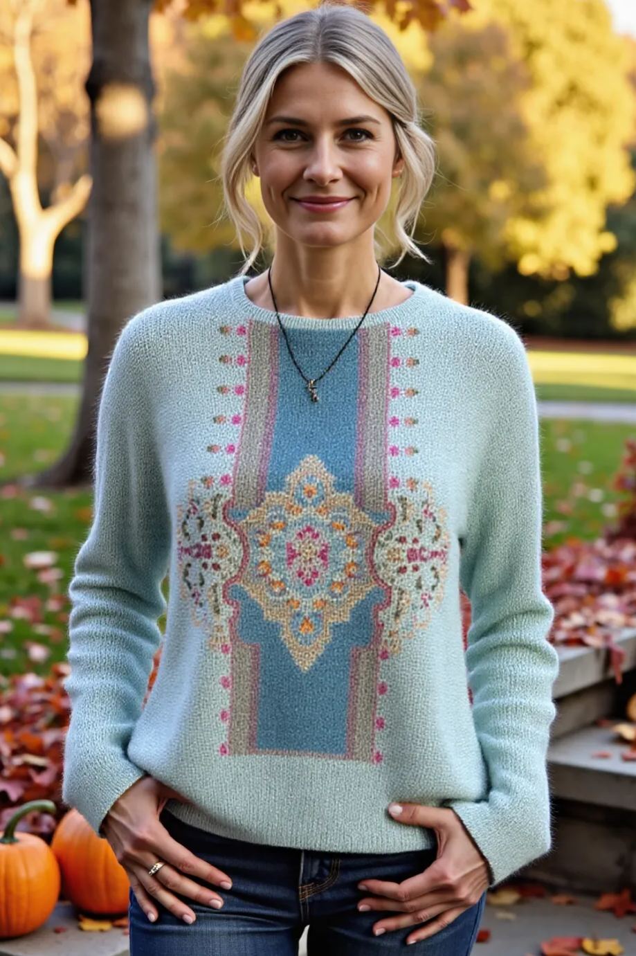 Women's Fashionable prints casual crew neck sweatshirt