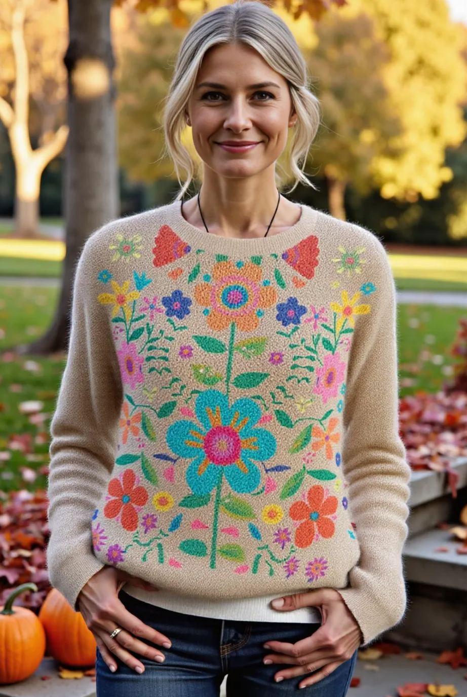 Women's Fashionable prints casual crew neck sweatshirt