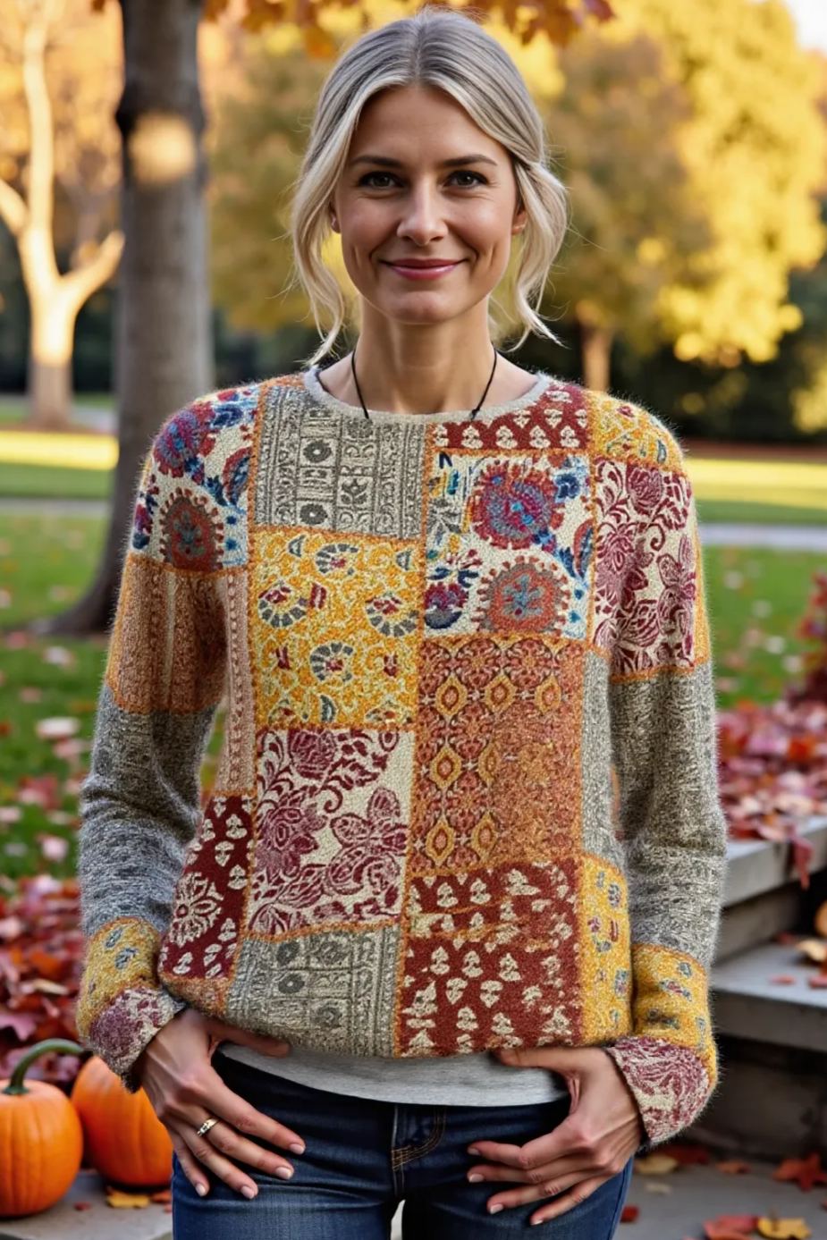 Women's Fashionable prints casual crew neck sweatshirt