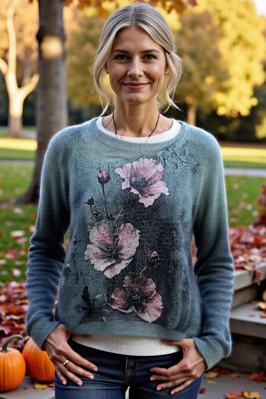 Women's Fashionable prints casual crew neck sweatshirt