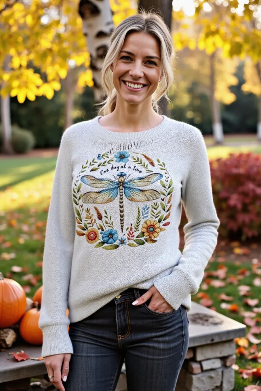 Women's Fashionable prints casual crew neck sweatshirt