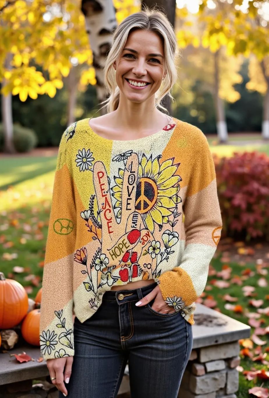 Women's Fashionable prints casual crew neck sweatshirt