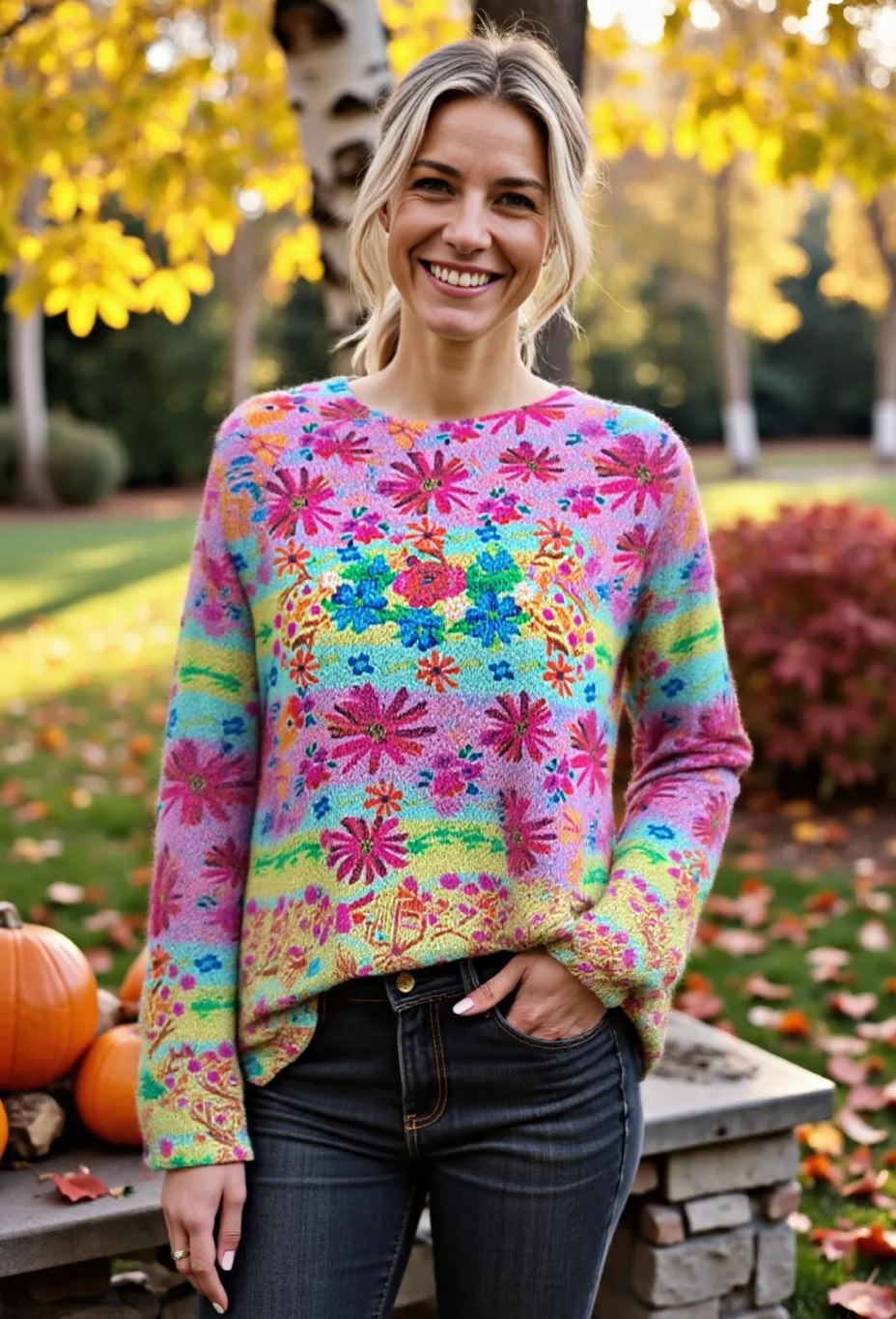 Women's Fashionable prints casual crew neck sweatshirt