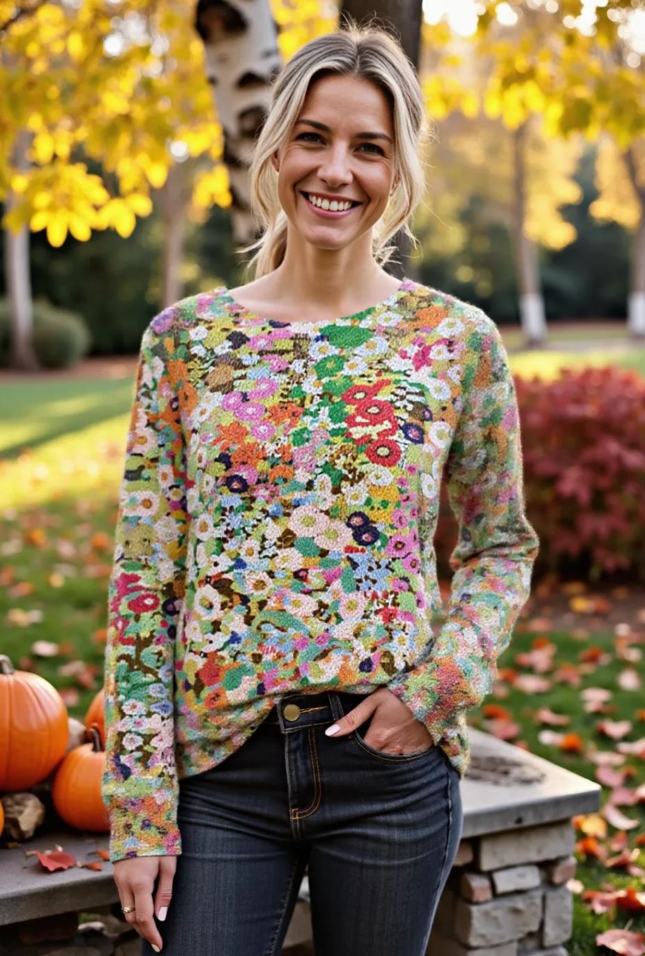 Women's Fashionable prints casual crew neck sweatshirt