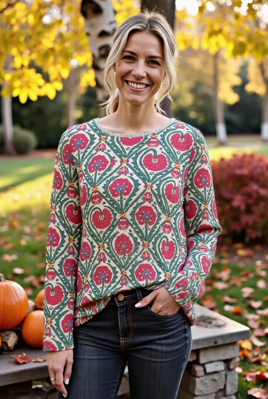 Women's Fashionable prints casual crew neck sweatshirt