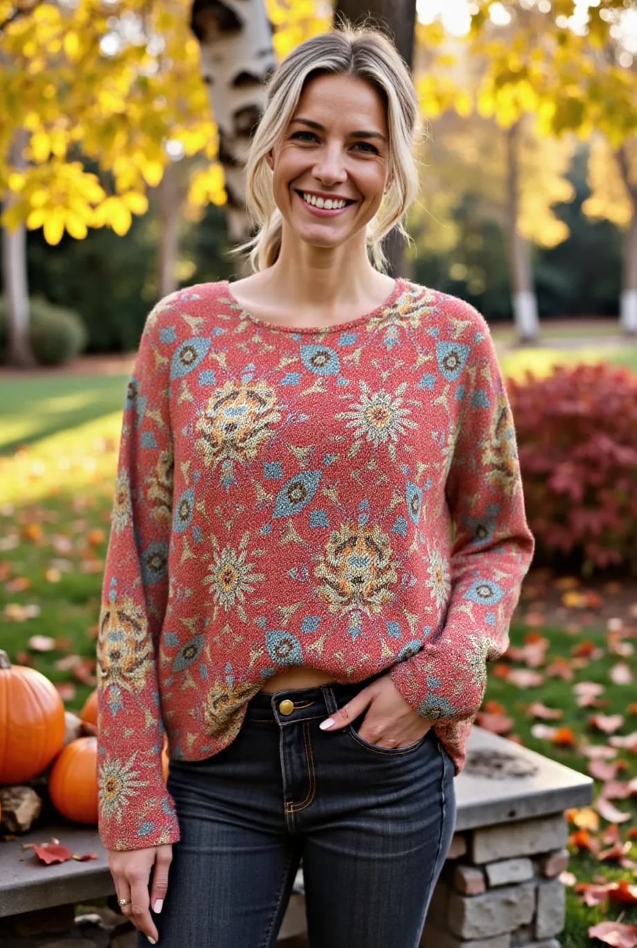 Women's Fashionable prints casual crew neck sweatshirt