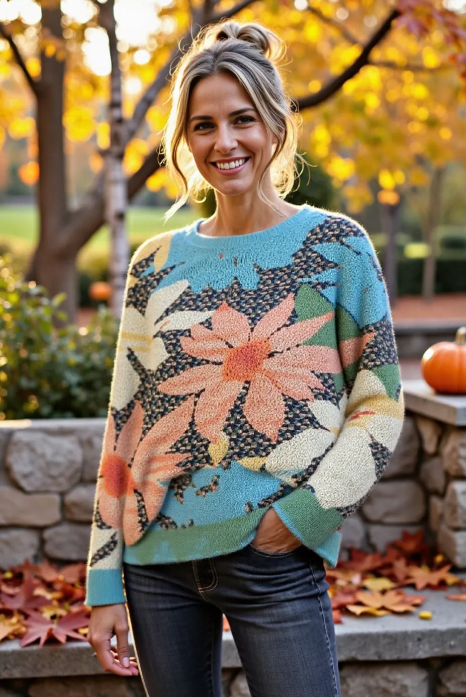 Women's Fashionable prints casual crew neck sweatshirt