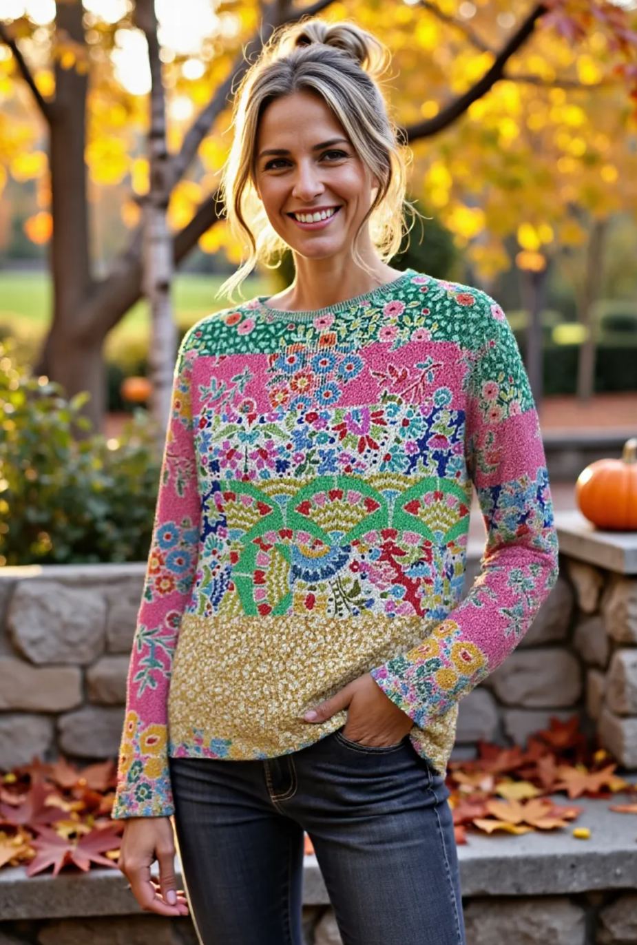 Women's Fashionable prints casual crew neck sweatshirt