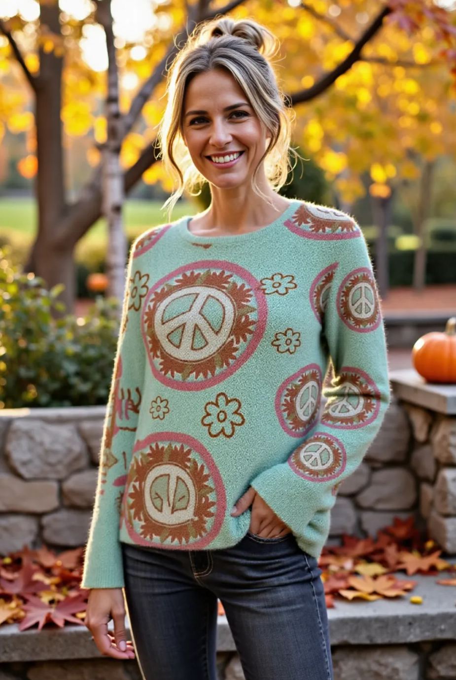 Women's Fashionable prints casual crew neck sweatshirt