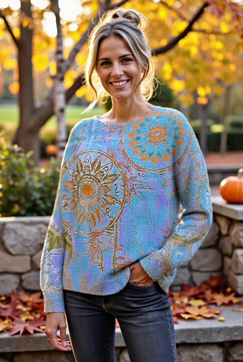 Women's Fashionable prints casual crew neck sweatshirt